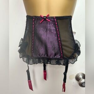 Shirley of Hollywood Black Purplish Vintage RuffleLace Mesh WaistClincher NWT M
